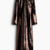 H & M - Open-backjurk met pailletten - Donkerbruin