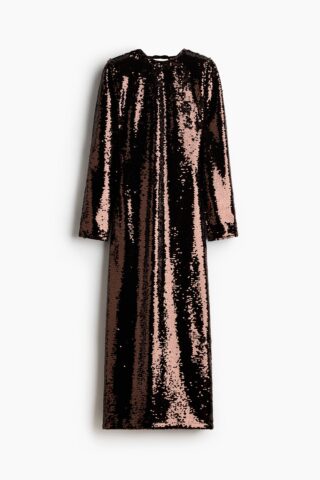H & M - Open-backjurk met pailletten - Donkerbruin