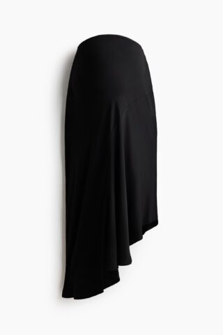 H & M - MAMA Asymmetrische satijnen rok - Zwart