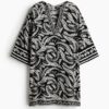 H & M - Tuniekjurk van viscose - Zwart/Dessin