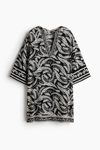 H & M - Tuniekjurk van viscose - Zwart/Dessin