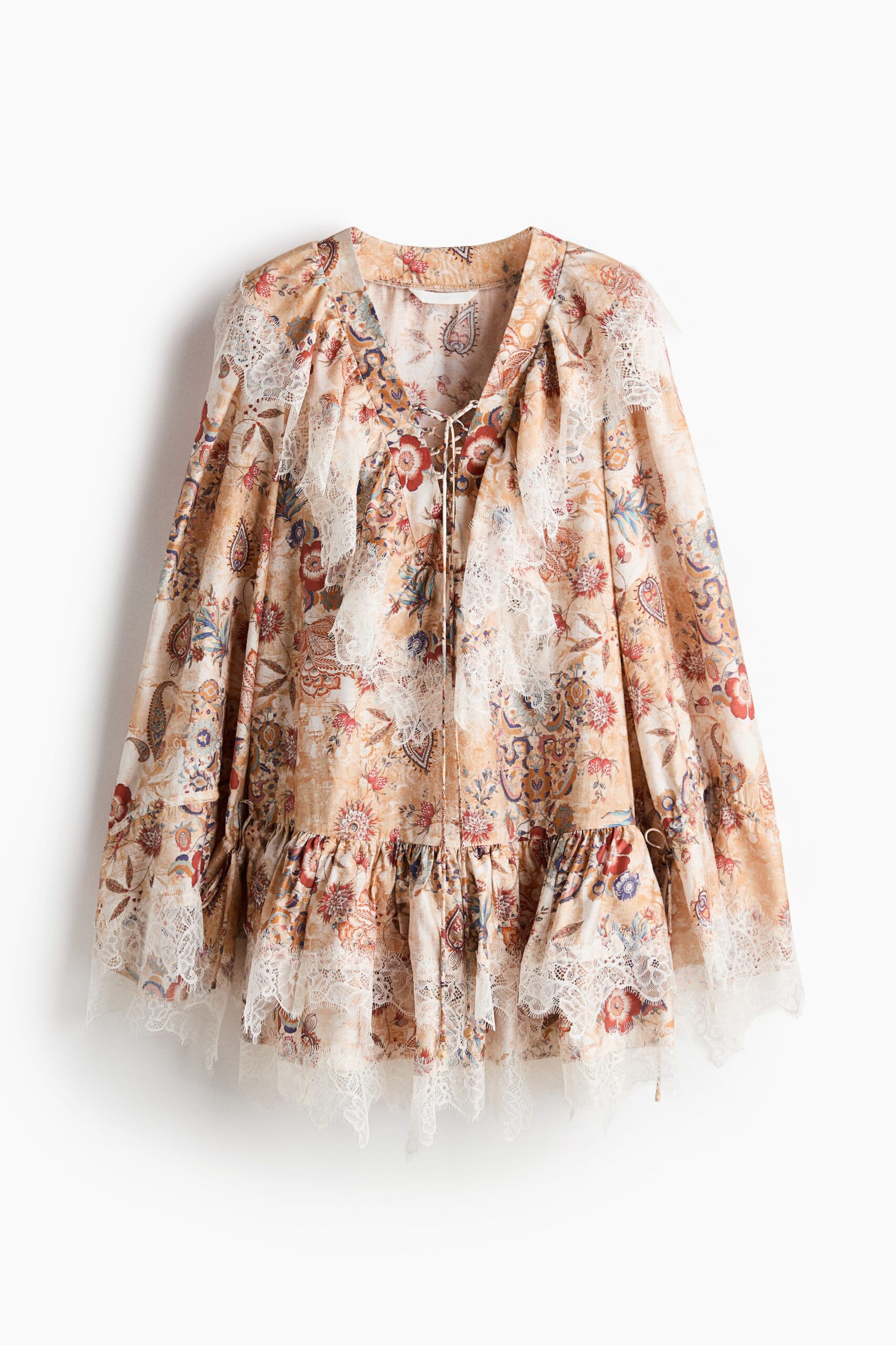 H & M - Jurk met kant - Beige/Dessin H & M - Jurk met kant - Beige/Dessin