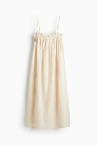 H & M - Strappy jurk van mousseline - Lichtbeige