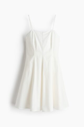 H & M - Popeline jurk met flared rok - Ivoorwit