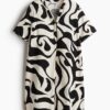 H & M - Tuniekjurk van viscose - Roomwit/Zwart Dessin