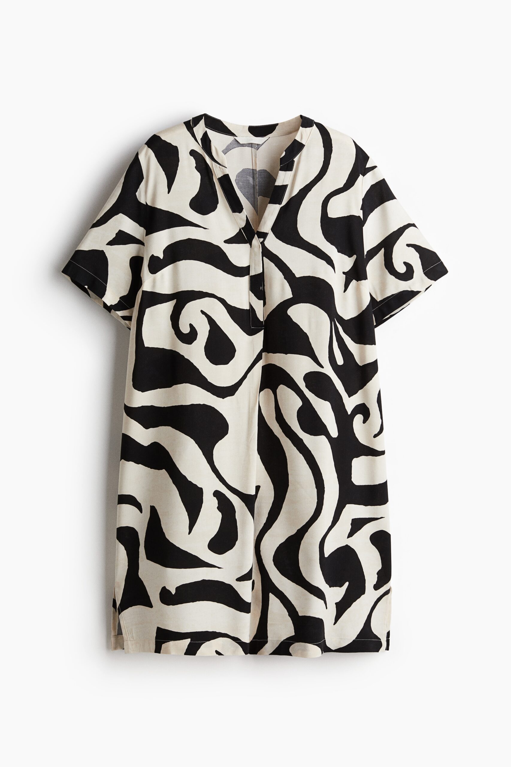 H & M - Tuniekjurk van viscose - Roomwit/Zwart Dessin