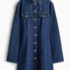 H & M - Denim jurk met uitlopende rok - Donker Denimblauw