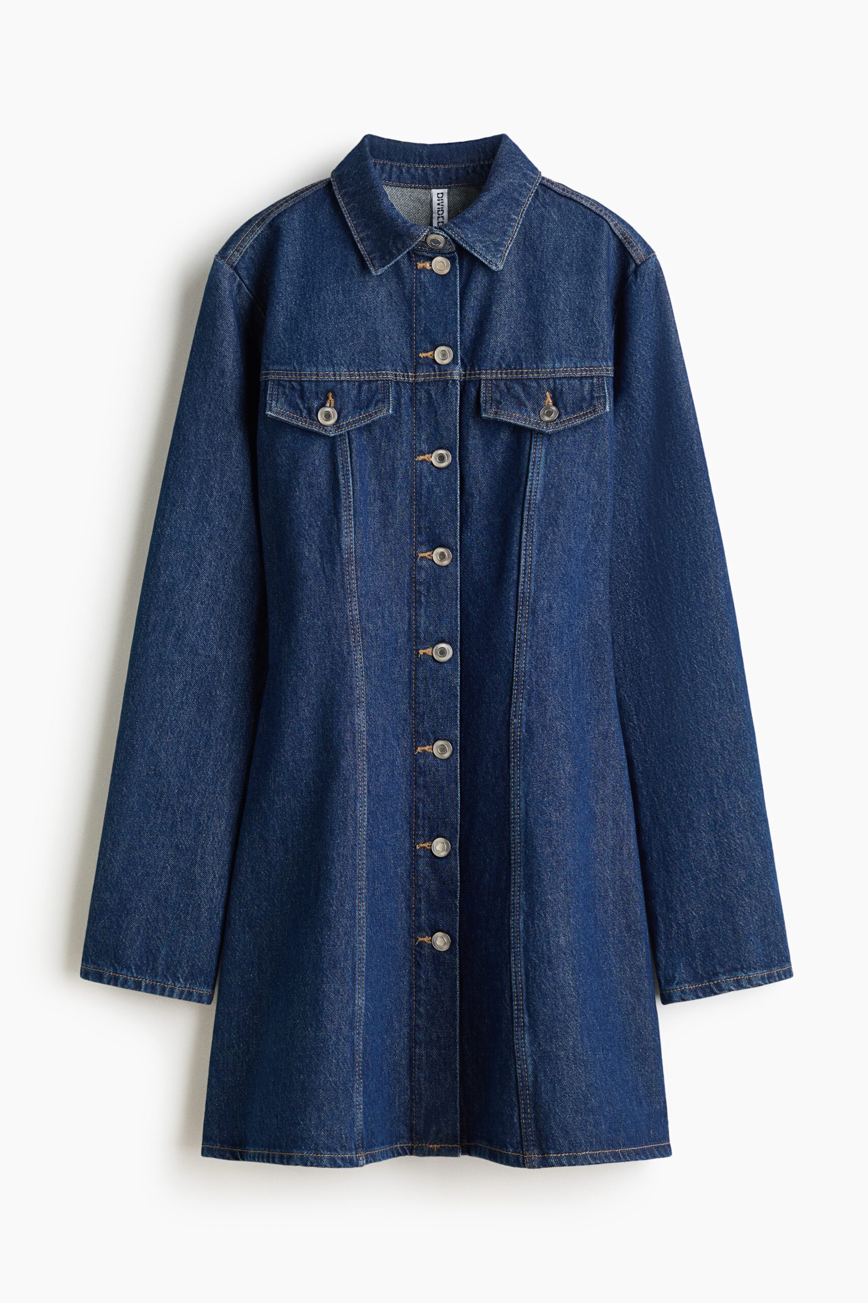 H & M - Denim jurk met uitlopende rok - Donker Denimblauw
