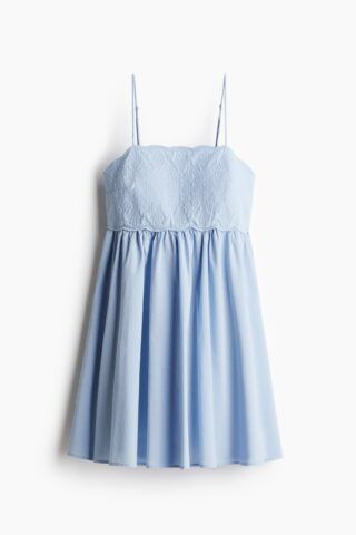 H & M - Jurk met borduursel - Lichtblauw