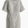 H & M - Mini-jurk met boothals - Grijs Gemêleerd