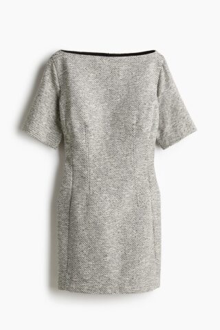 H & M - Mini-jurk met boothals - Grijs Gemêleerd