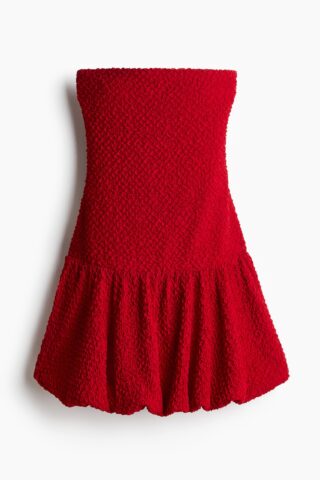 H & M - Bubble-hem bandeaujurk - Rood