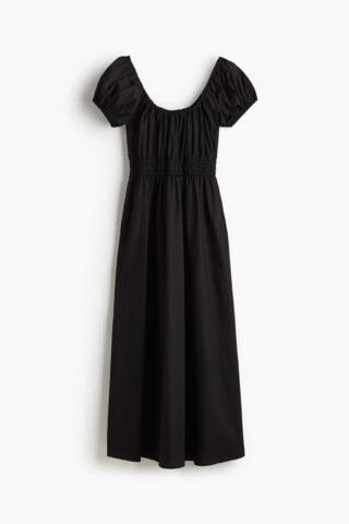 H & M - Popeline off-the-shoulderjurk - Zwart