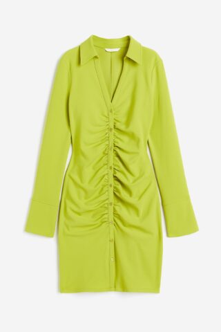 H & M - Gedrapeerde overhemdjurk - Limegroen