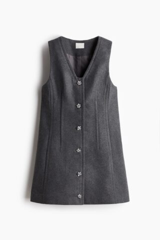 H & M - Jurk met strasknopen - Donkergrijs Gemêleerd