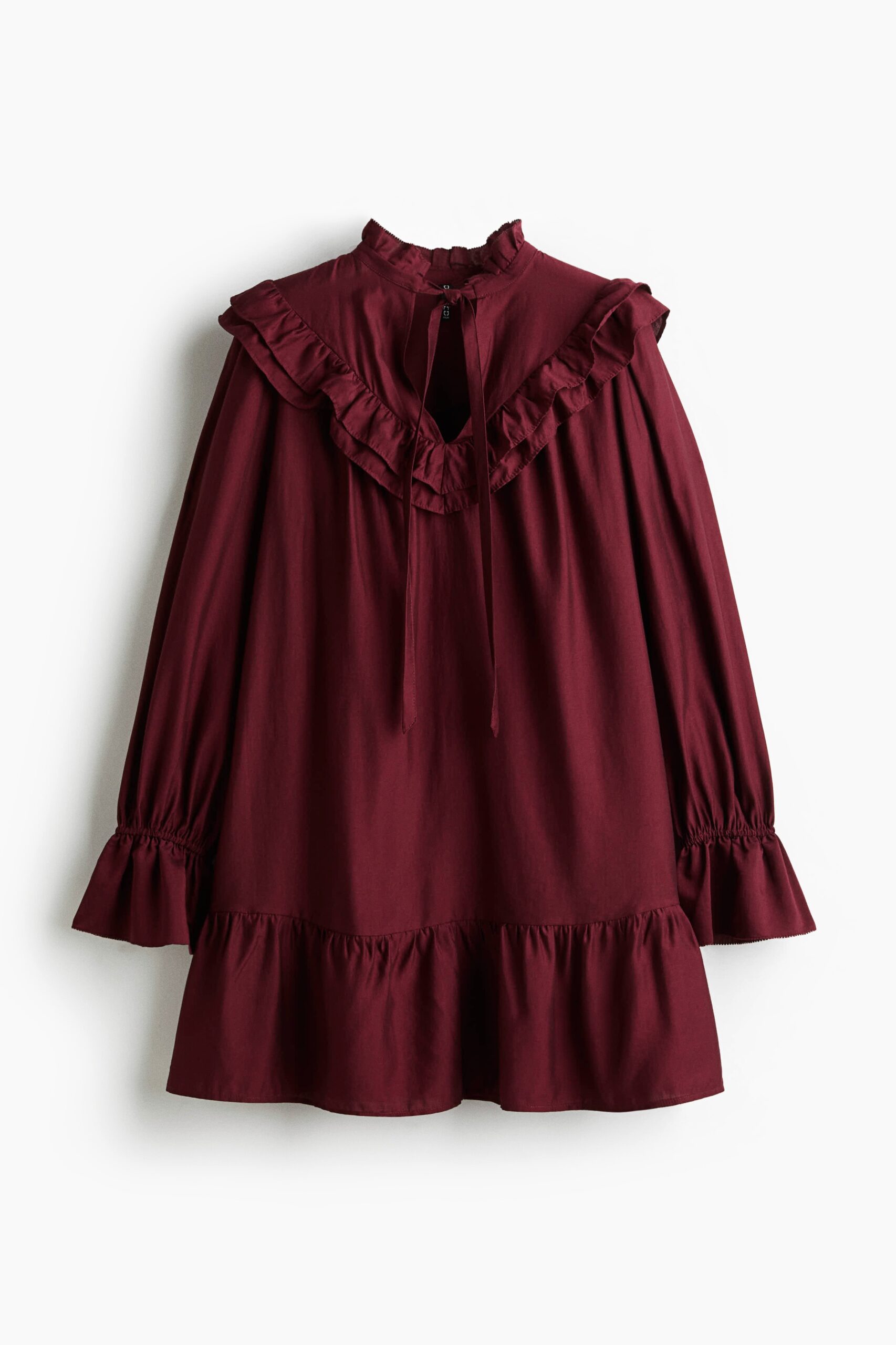H & M - Jurk met volants - Burgundy