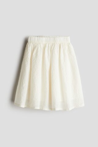 H & M - Rok van katoenen seersucker - Roomwit