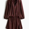 H & M - Tuniekjurk met gevlochten detail - Donkerbruin