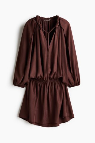 H & M - Tuniekjurk met gevlochten detail - Donkerbruin