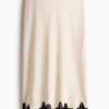 H & M - Slip-on rok met kanten randje - Lichtbeige