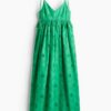 H & M - Jurk met broderie anglaise - Groen