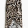 H & M - Overslagrok - Beige/Zebradessin