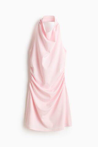H & M - Gedrapeerde halterjurk - Bleekroze