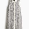 H & M - Overhemdjurk met A-line - Wit/Gestreept
