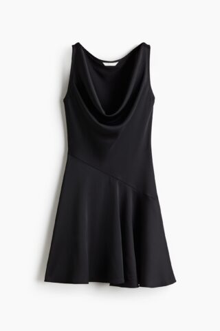 H & M - Jurk met watervalhals - Zwart
