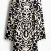 H & M - Jurk met schoudervullingen - Roomwit/Dessin