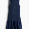 H & M - Denim jurk met smokwerk - Donker Denimblauw