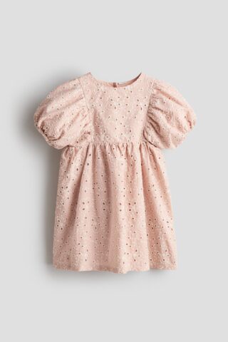H & M - Katoenen jurk met broderie anglaise - Perzik