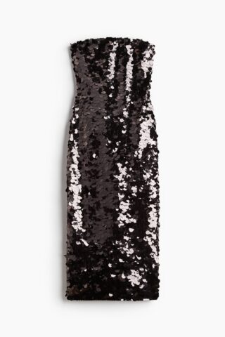 H & M - Bandeaujurk met pailletten - Zwart