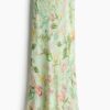H & M - Rok van viscose met print - Lichtgroen/Bloemen
