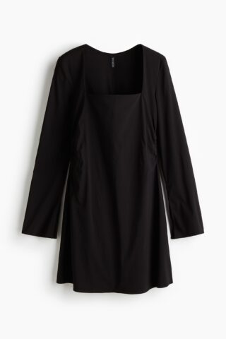 H & M - Jurk met vierkante halsopening - Zwart