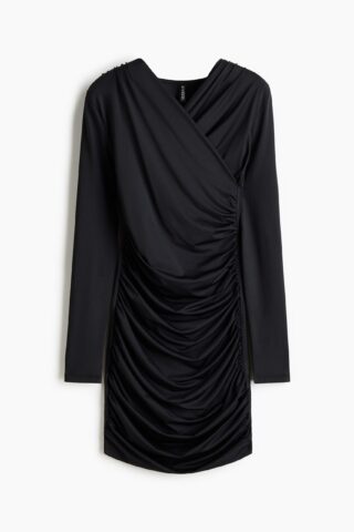 H & M - Gedrapeerde tricot jurk - Zwart