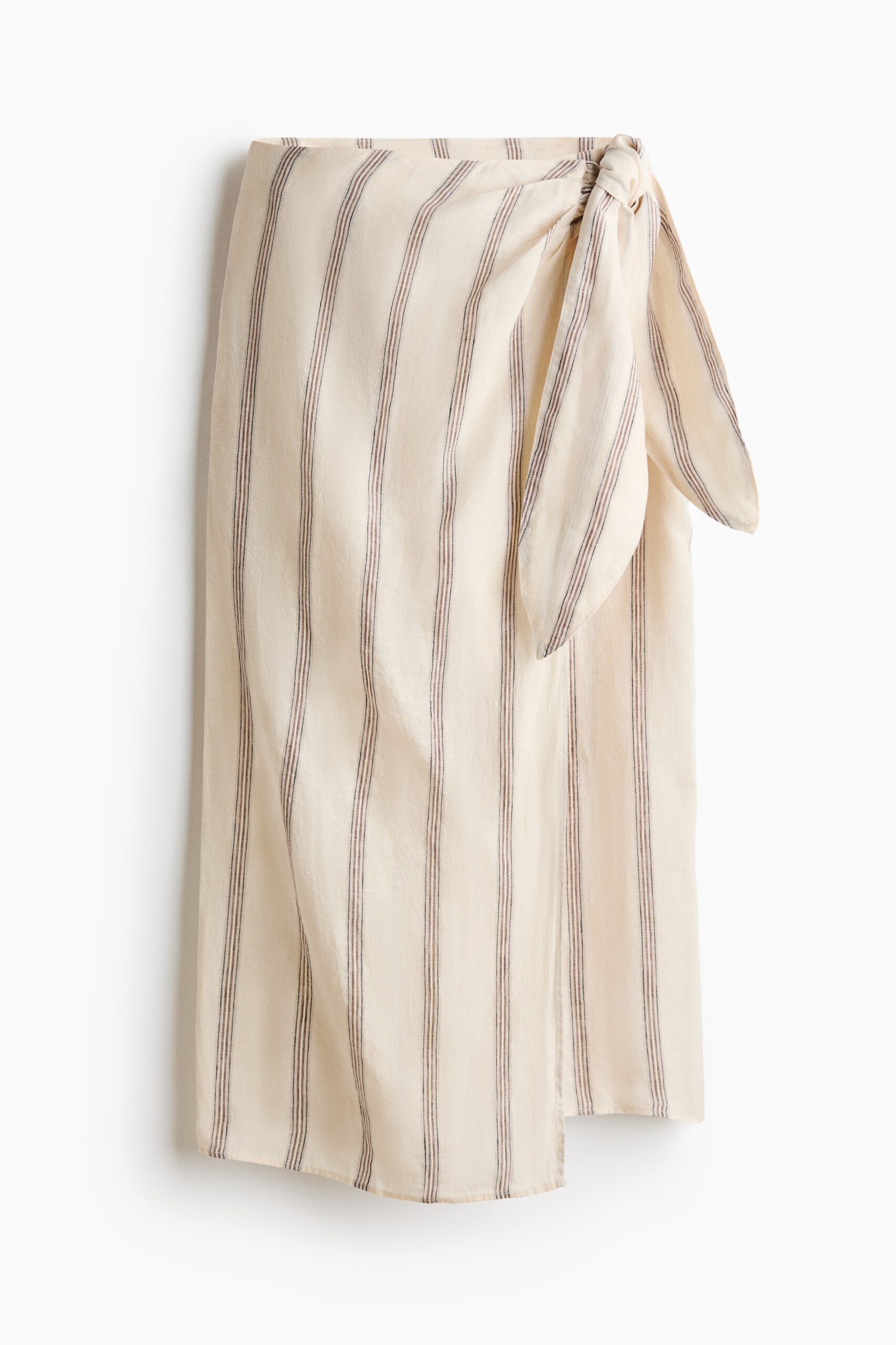 H & M - Overslagrok van linnen - Lichtbeige/Gestreept H & M - Overslagrok van linnen - Lichtbeige/Gestreept