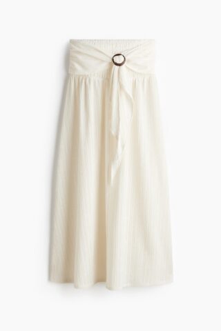 H & M - Crinklerok met strikceintuur - Roomwit