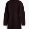 H & M - Ribgebreide jurk met schoudervullingen - Bordeauxrood