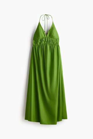 H & M - Halterjurk van popeline - Groen