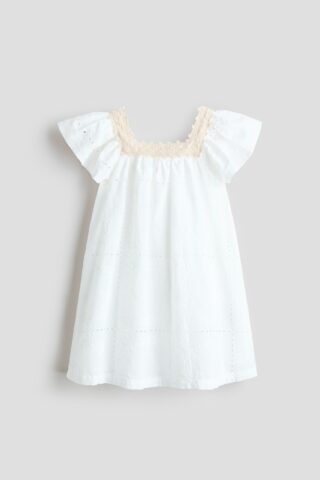 H & M - Jurk met broderie anglaise - Wit
