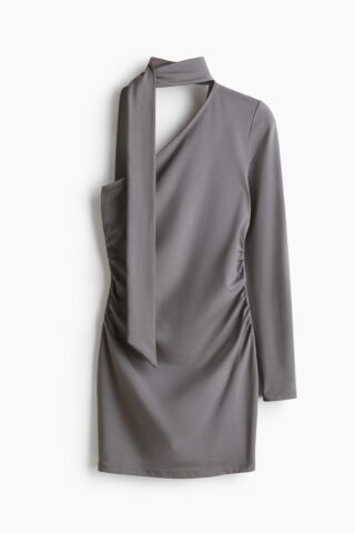 H & M - Gedrapeerde one-shoulderjurk - Grijs