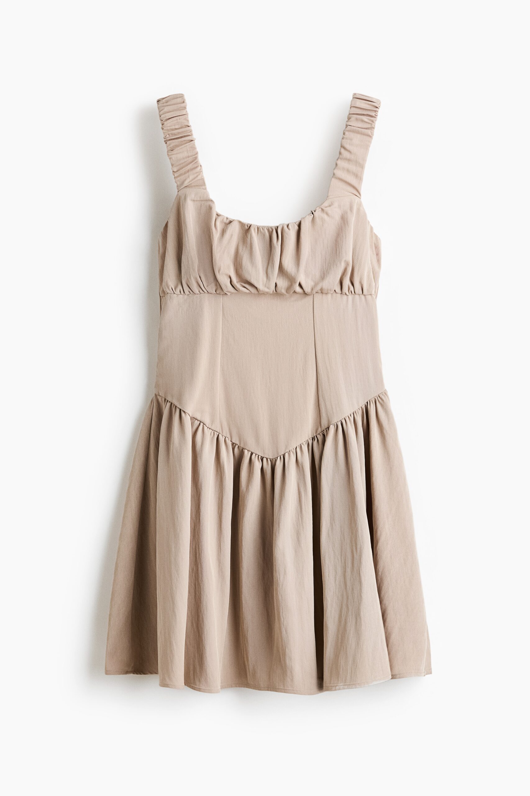 H & M - Ingerimpelde jurk van twill - Dusty Taupe