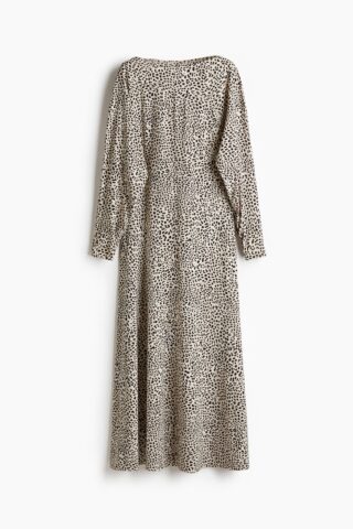 H & M - Jurk met boothals - Lichtbeige/Luipaarddessin