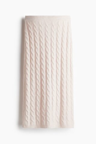 H & M - Kabelgebreide rok - Bleekroze