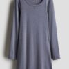 H & M - Tricot jurk met lange mouwen - Duifblauw