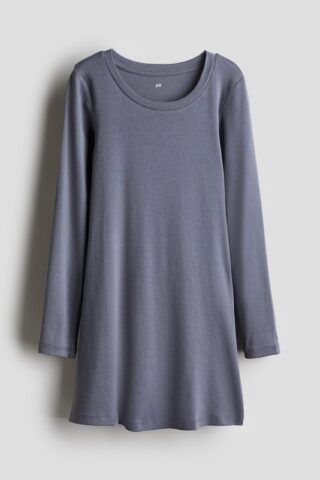 H & M - Tricot jurk met lange mouwen - Duifblauw