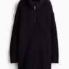H & M - Ribgebreide ziptop-jurk - Zwart