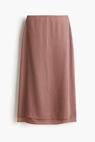 H & M - Chiffon rok met stras - Oudroze