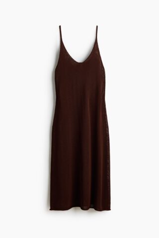 H & M - Gebreide strappy jurk - Donkerbruin